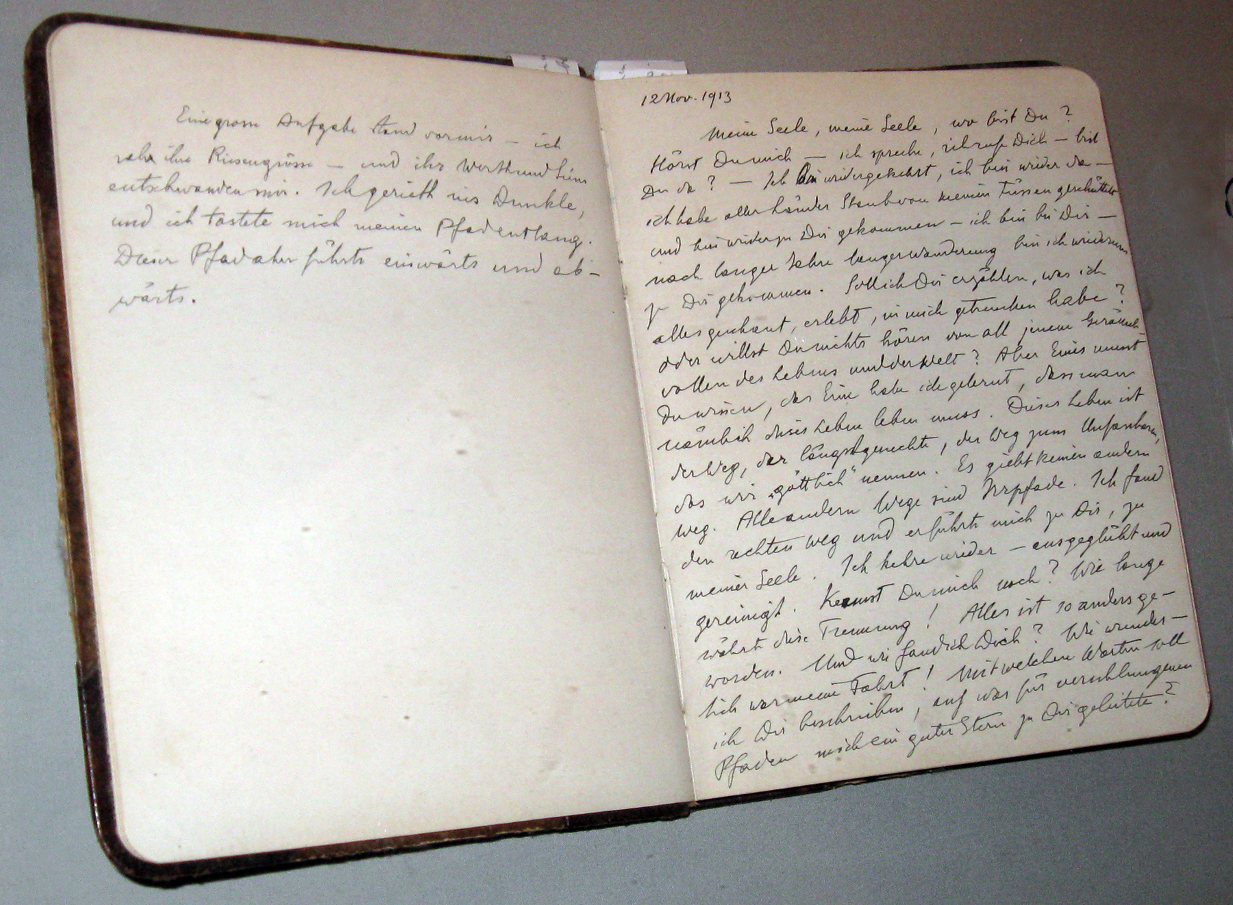 Jung's Black Book journal, opened to the beginning entry of 12 November 1913.